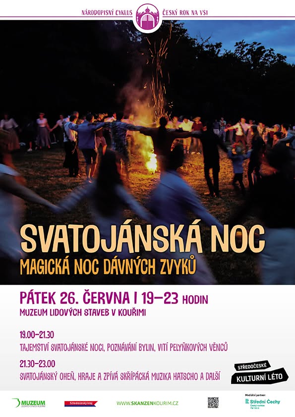 Plakát akce: Svatojánská noc v Muzeu lidových staveb v Kouřimi